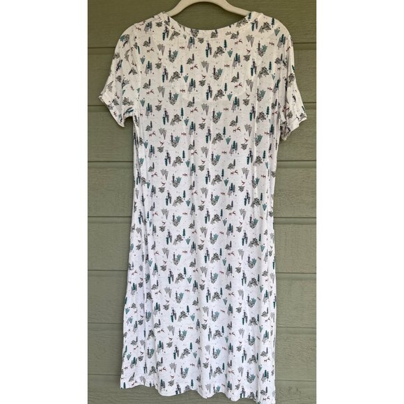 Soma Womens Christmas Tree Print Nightgown Size Small Deer Pajamas White - Picture 4 of 4